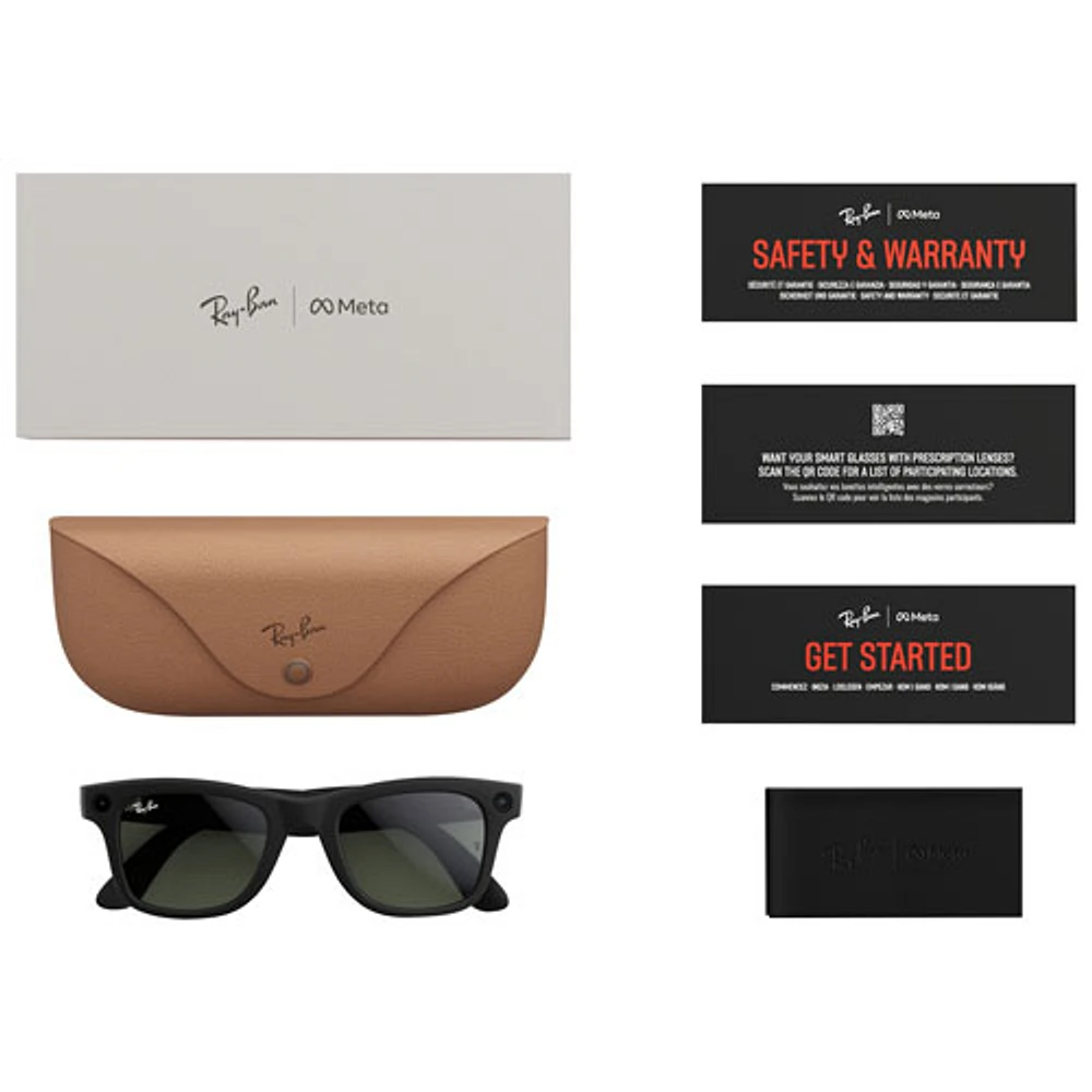 Ray-Ban | Meta Wayfarer Glasses with AI, Photo, Video, Audio & Messaging - Matte Black/Clear to Graphite Green Transitions