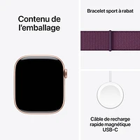 Apple Watch Series 10 (GPS) 46mm Rose Gold Aluminum Case with Plum Sport Loop