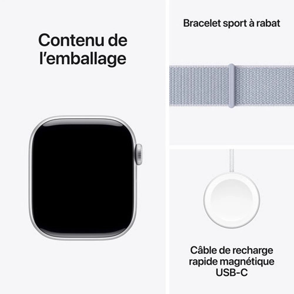 Apple Watch Series 10 (GPS) 42mm Silver Aluminum Case with Blue Cloud Sport Loop