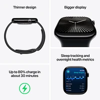 Apple Watch Series 10 (GPS) 42mm Jet Black Aluminum Case with Black Sport Band