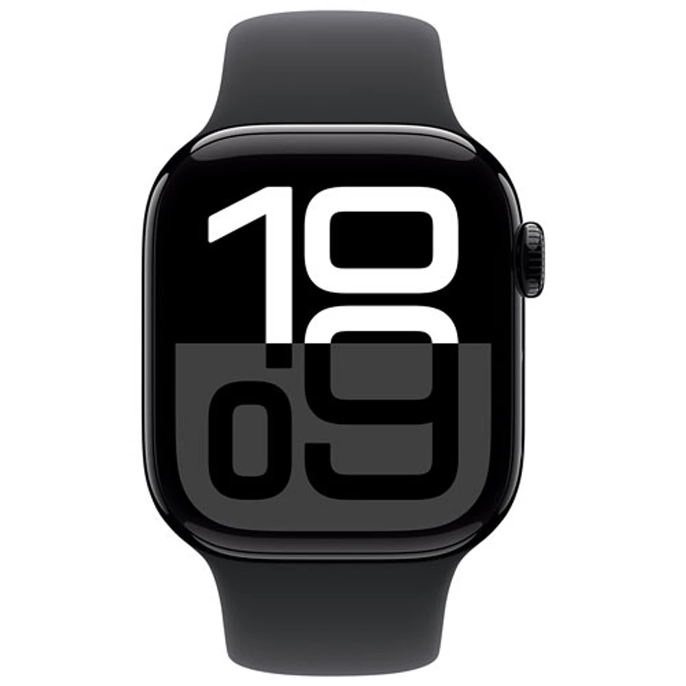 Apple Watch Series 10 (GPS) 42mm Jet Black Aluminum Case with Black Sport Band - Medium/Large