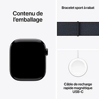 Apple Watch Series 10 (GPS) 42mm Jet Black Aluminum Case with Ink Sport Loop