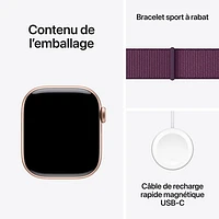 Apple Watch Series 10 (GPS) 42mm Rose Gold Aluminum Case with Plum Sport Loop