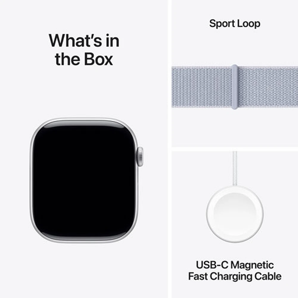 Apple Watch Series 10 (GPS) 46mm Silver Aluminum Case with Blue Cloud Sport Loop