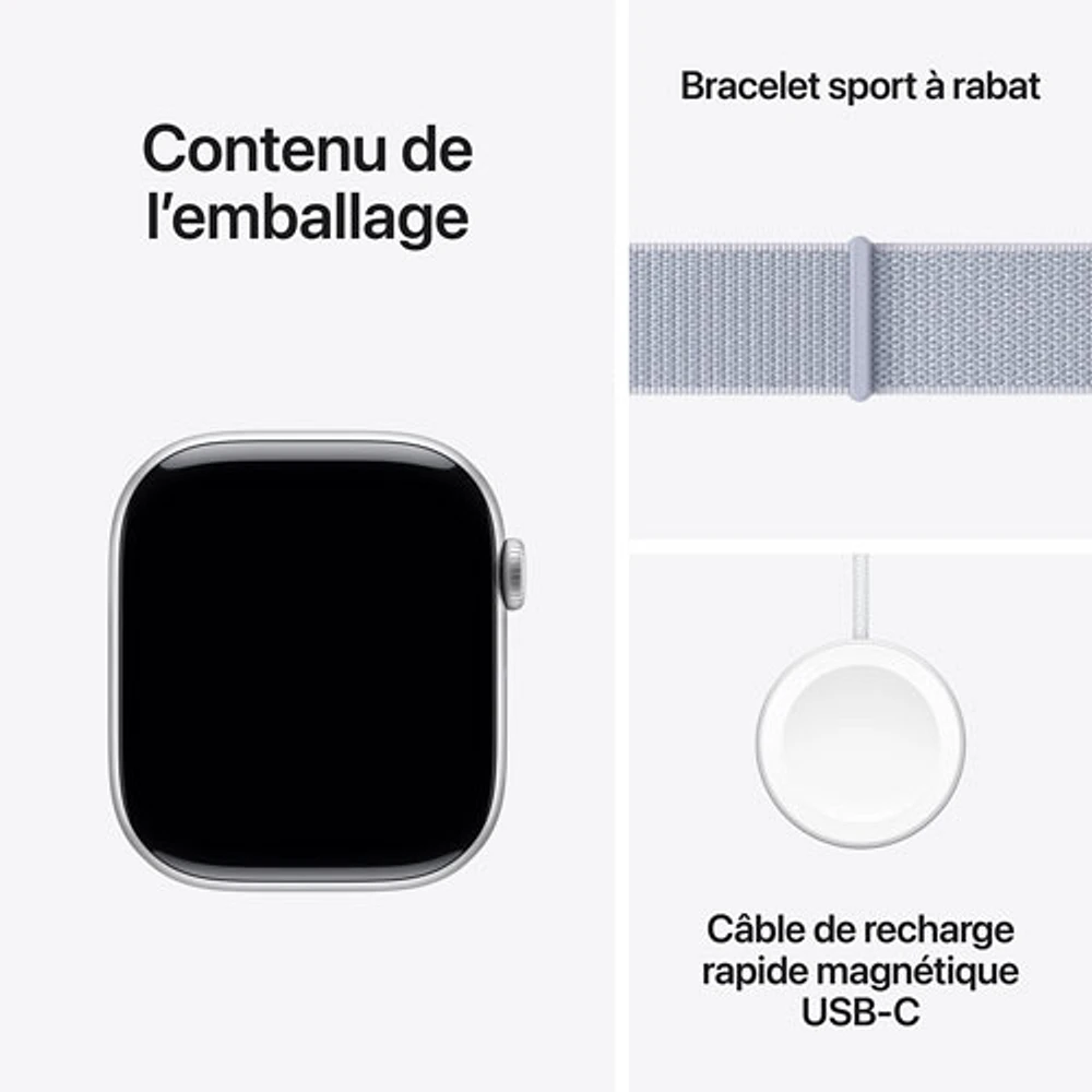 Apple Watch Series 10 (GPS) 46mm Silver Aluminum Case with Blue Cloud Sport Loop