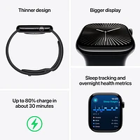 Apple Watch Series 10 (GPS) 46mm Jet Black Aluminum Case with Black Sport Band - Medium/Large