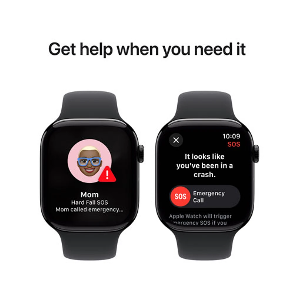 Apple Watch Series 10 (GPS) 46mm Jet Black Aluminum Case with Black Sport Band - Medium/Large