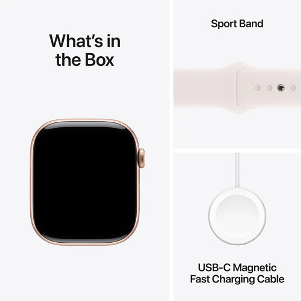 Apple Watch Series 10 (GPS) 46mm Rose Gold Aluminum Case with Light Blush Sport Band - Medium/Large