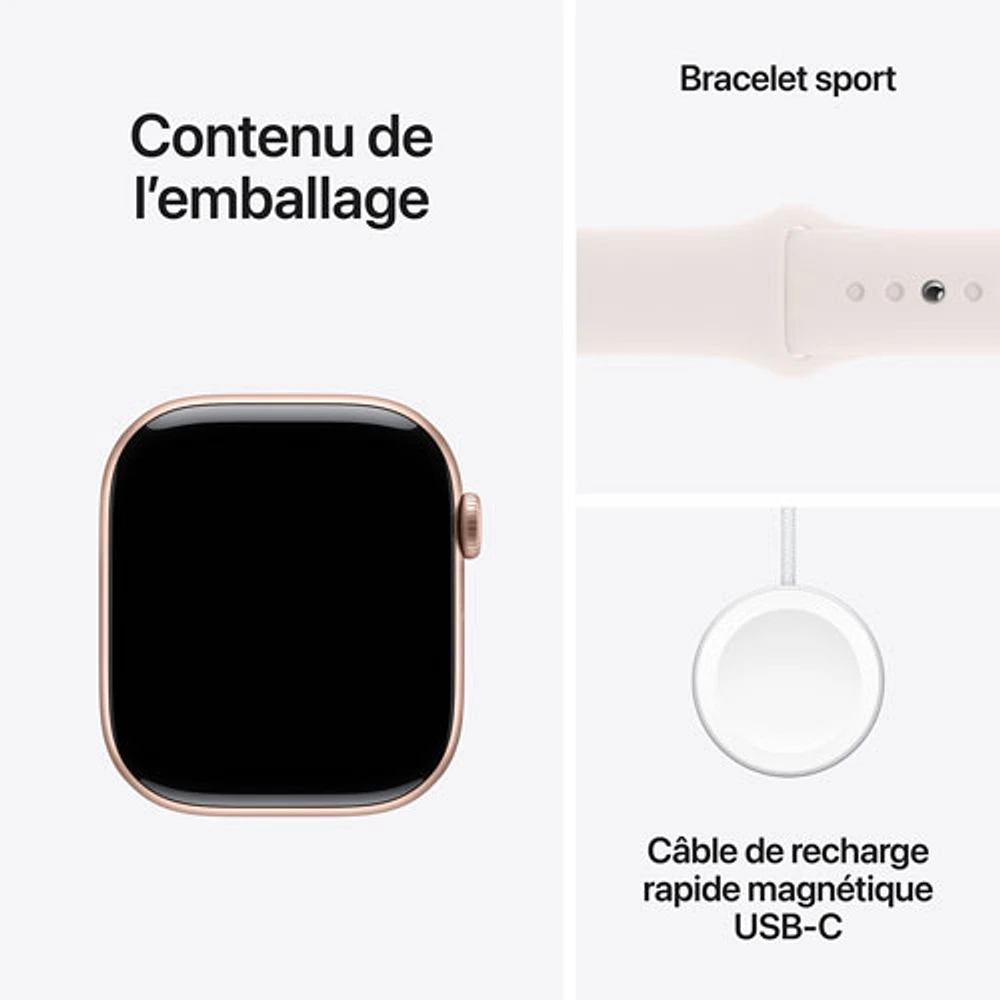 Apple Watch Series 10 (GPS) 46mm Rose Gold Aluminum Case with Light Blush Sport Band - Medium/Large