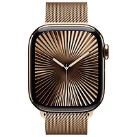 Apple Watch Series 10 (GPS + Cellular) 42mm Gold Titanium Case with Gold Milanese Loop - Medium/Large