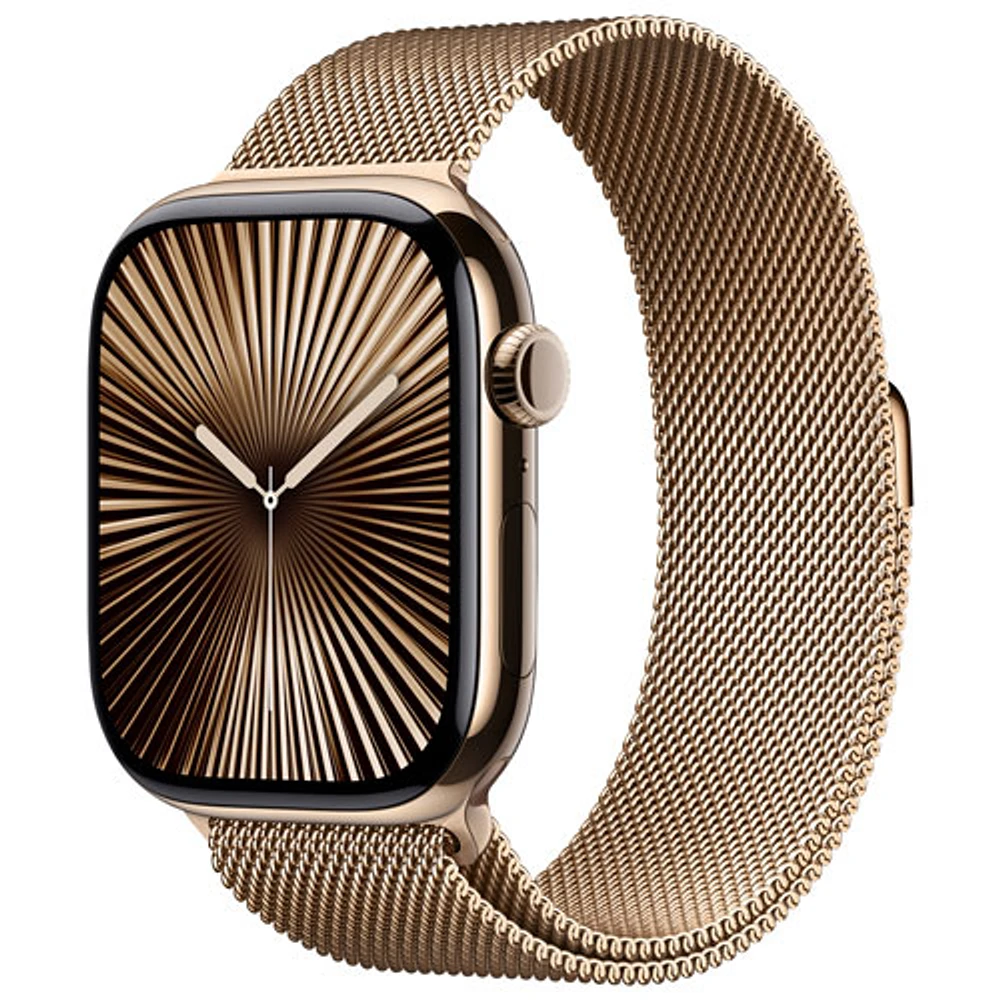 Apple Watch Series 10 (GPS + Cellular) 46mm Gold Titanium Case with Gold Milanese Loop