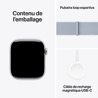 Apple Watch Series 10 (GPS + Cellular) 42mm Silver Aluminum Case with Blue Cloud Sport Loop