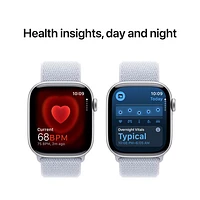 Apple Watch Series 10 (GPS + Cellular) 42mm Silver Aluminum Case with Blue Cloud Sport Loop