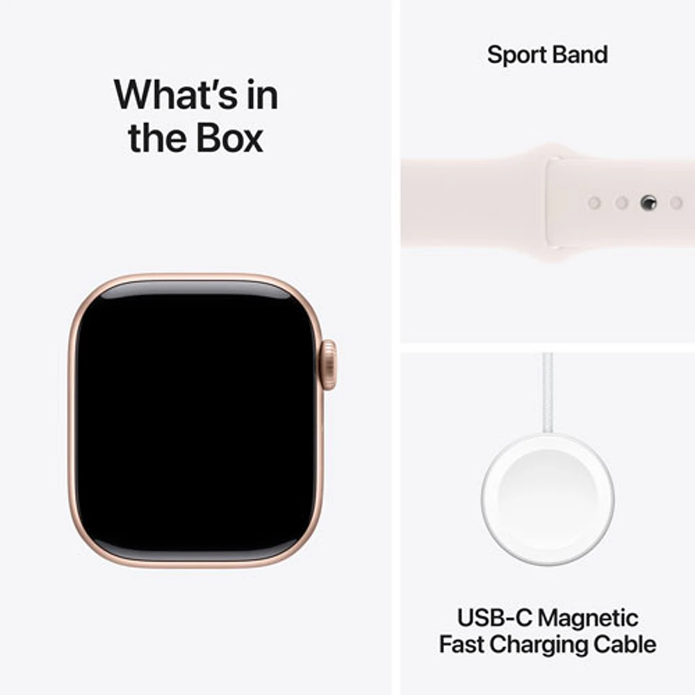 Apple Watch Series 10 (GPS + Cellular) 42mm Rose Gold Aluminum Case with Light Blush Sport Band - Medium/Large