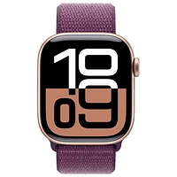 Apple Watch Series 10 (GPS + Cellular) 42mm Rose Gold Aluminum Case with Plum Sport Loop