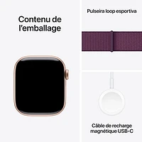 Apple Watch Series 10 (GPS + Cellular) 42mm Rose Gold Aluminum Case with Plum Sport Loop