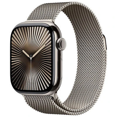 Apple Watch Series 10 (GPS + Cellular) 42mm Natural Titanium Case with Natural Milanese Loop