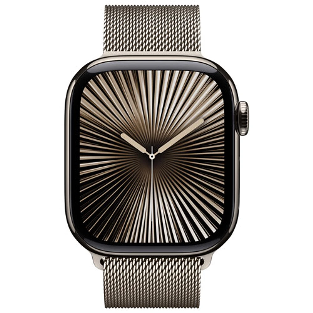 Apple Watch Series 10 (GPS + Cellular) 42mm Natural Titanium Case with Natural Milanese Loop