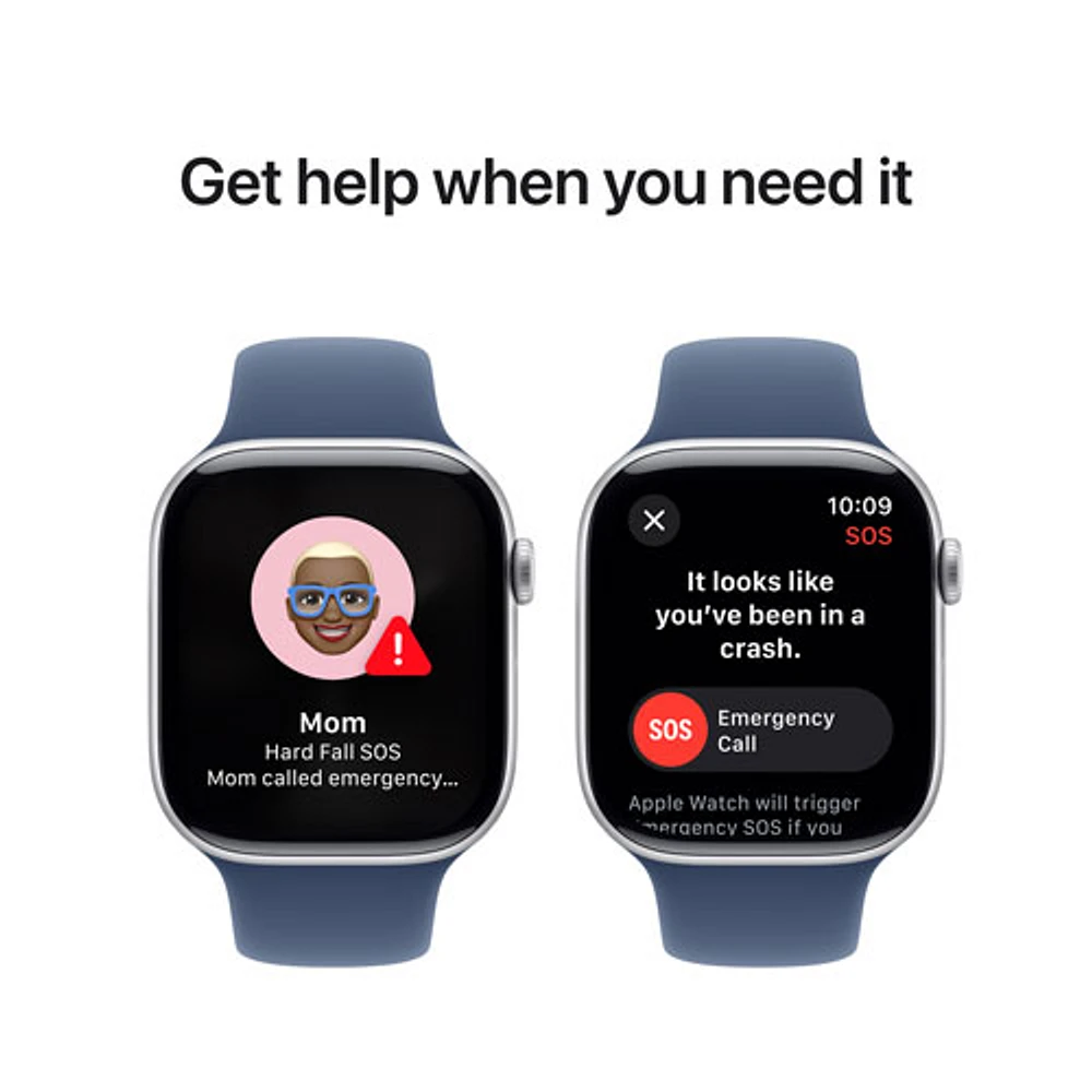 Apple Watch Series 10 (GPS + Cellular) 46mm Silver Aluminum Case with Denim Sport Band - Medium/Large