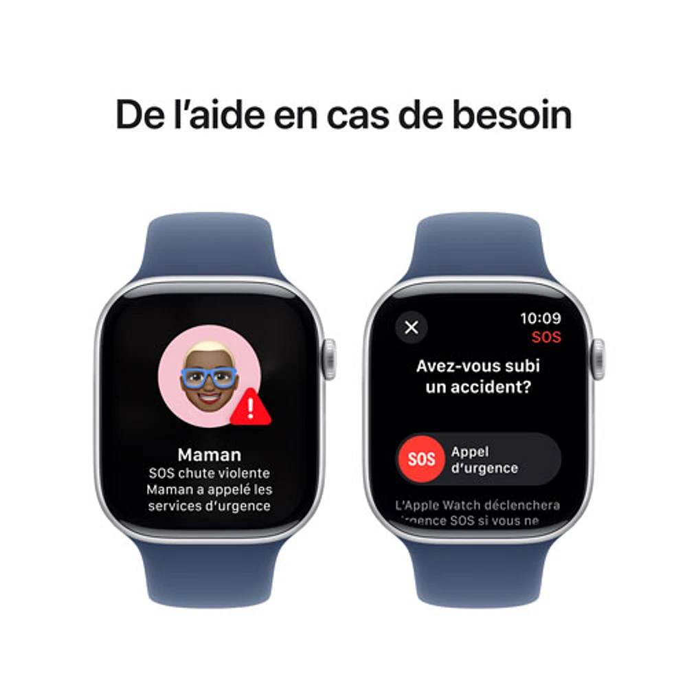 Apple Watch Series 10 (GPS + Cellular) 46mm Silver Aluminum Case with Denim Sport Band - Medium/Large