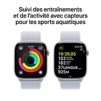 Apple Watch Series 10 (GPS + Cellular) 46mm Silver Aluminum Case with Blue Cloud Sport Loop