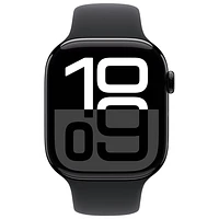Apple Watch Series 10 (GPS + Cellular) 46mm Jet Black Aluminum Case with Black Sport Band - Medium/Large