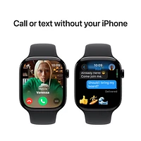 Apple Watch Series 10 (GPS + Cellular) 46mm Jet Black Aluminum Case with Black Sport Band - Medium/Large