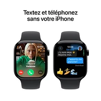 Apple Watch Series 10 (GPS + Cellular) 46mm Jet Black Aluminum Case with Black Sport Band - Medium/Large
