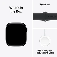 Apple Watch Series 10 (GPS + Cellular) 46mm Jet Black Aluminum Case with Black Sport Band - Medium/Large