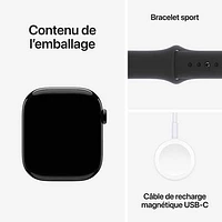 Apple Watch Series 10 (GPS + Cellular) 46mm Jet Black Aluminum Case with Black Sport Band - Medium/Large