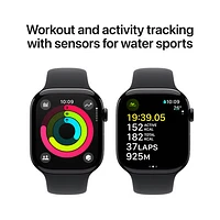 Apple Watch Series 10 (GPS + Cellular) 46mm Jet Black Aluminum Case with Black Sport Band - Medium/Large