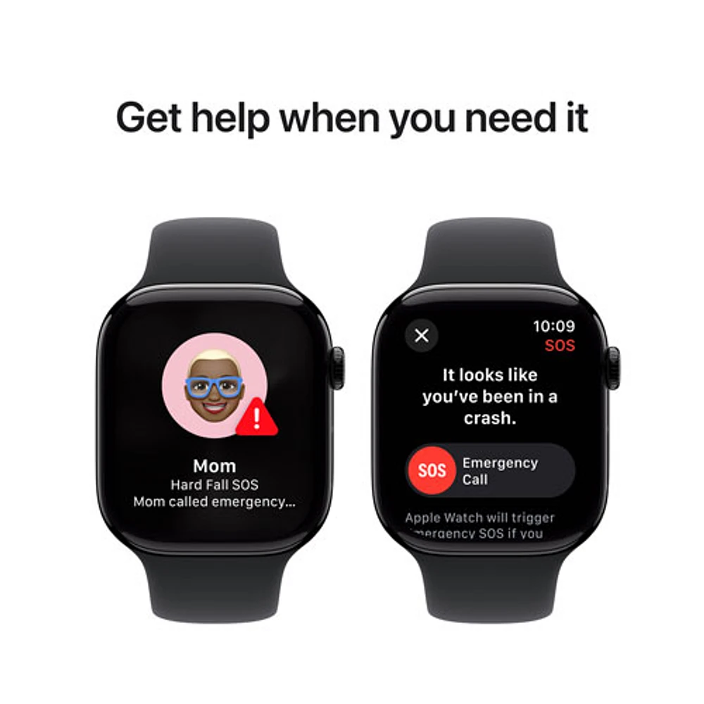 Apple Watch Series 10 (GPS + Cellular) 46mm Jet Black Aluminum Case with Black Sport Band - Medium/Large