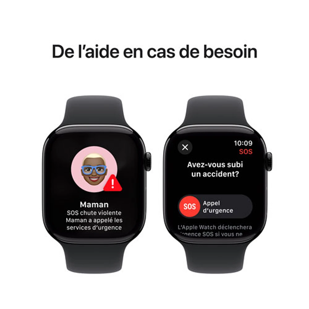 Apple Watch Series 10 (GPS + Cellular) 46mm Jet Black Aluminum Case with Black Sport Band - Medium/Large