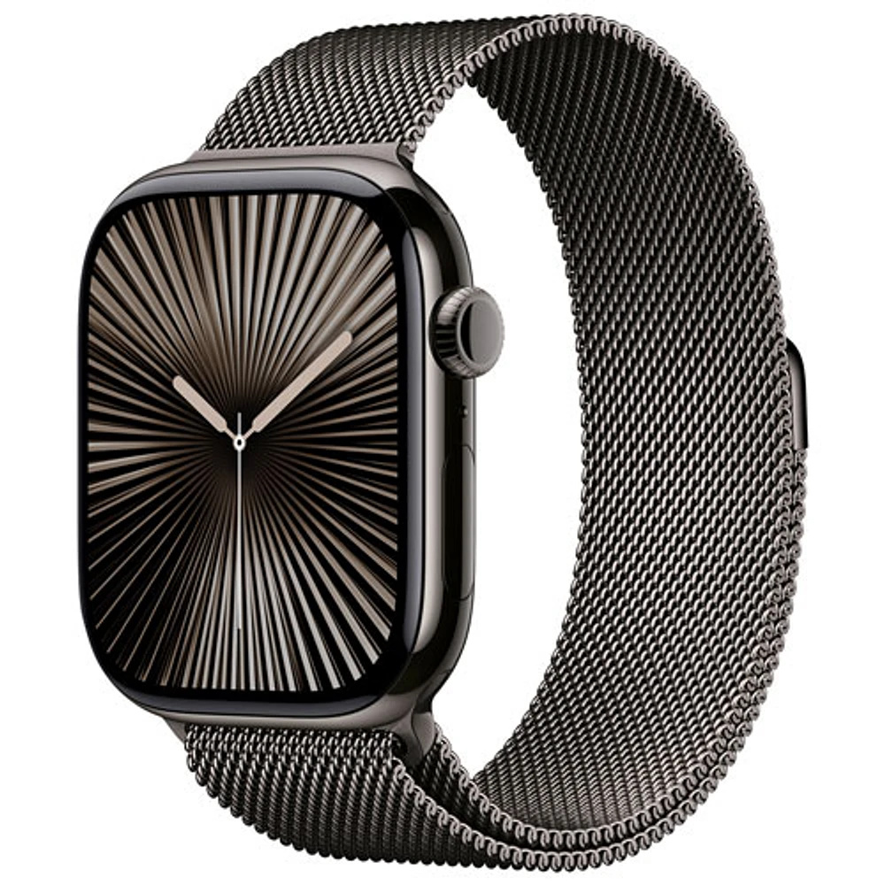 Apple Watch Series 10 (GPS + Cellular) 46mm Slate Titanium Case with Slate Milanese Loop