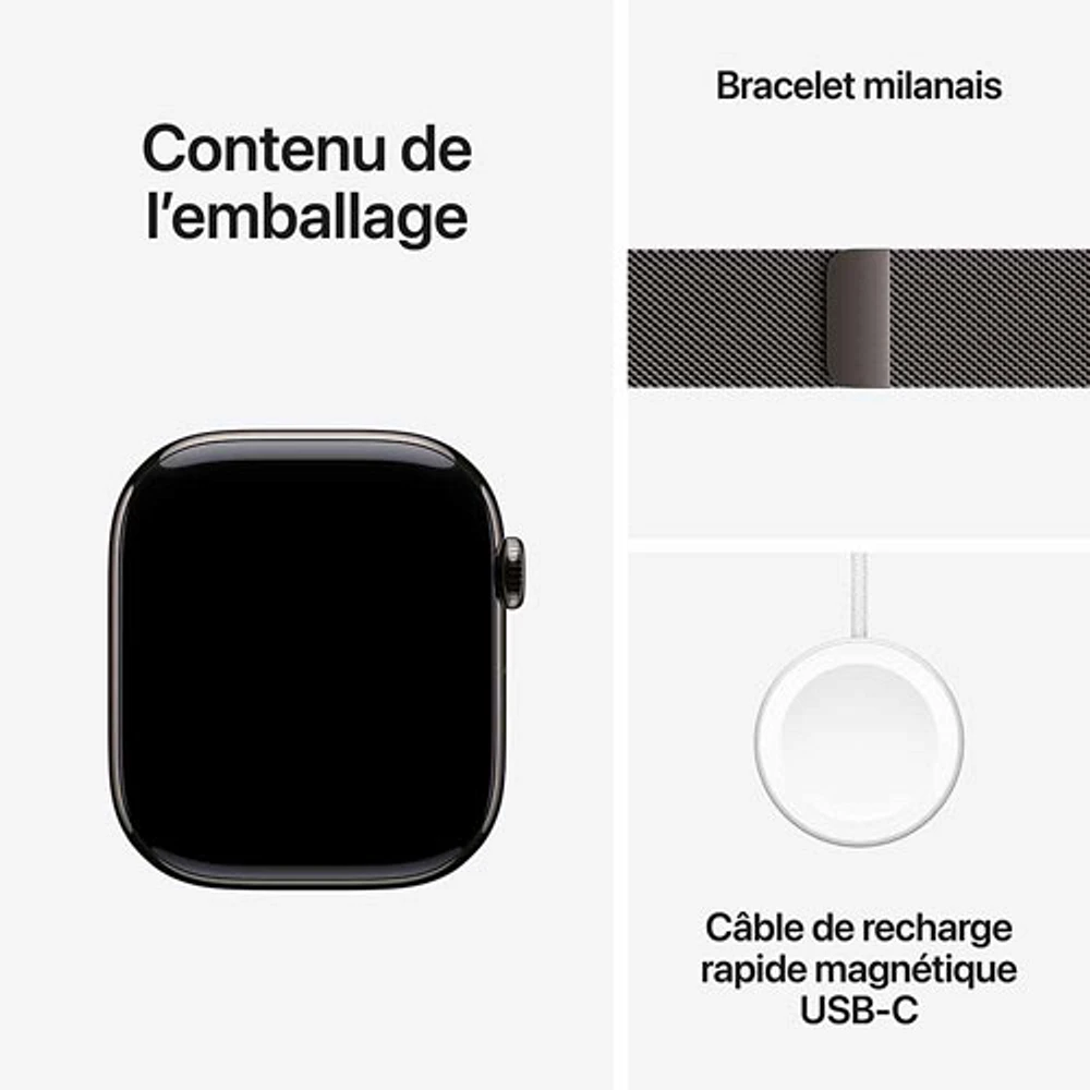 Apple Watch Series 10 (GPS + Cellular) 46mm Slate Titanium Case with Slate Milanese Loop - Medium/Large