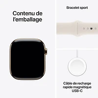 Apple Watch Series 10 (GPS + Cellular) 46mm Gold Titanium Case with Starlight Sport Band - Medium/Large