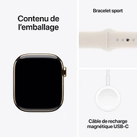 Apple Watch Series 10 (GPS + Cellular) 42mm Gold Titanium Case with Starlight Sport Band - Small/ Medium