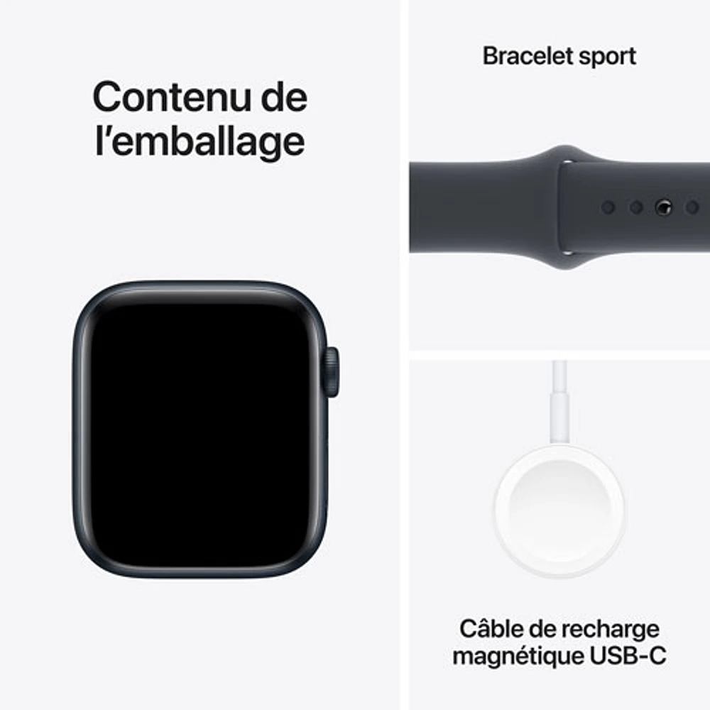 Apple Watch SE (GPS) avec boîtier de mm en aluminium minuit et bracelet sport minuit