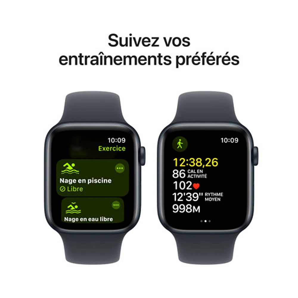 Apple Watch SE (GPS) avec boîtier de mm en aluminium minuit et bracelet sport minuit