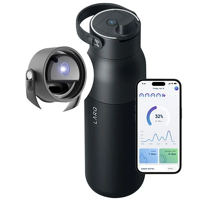 Bouteille d'eau de 680 ml (23 oz) PureVis 2 autonettoyante en acier inoxydable isotherme avec capteur intelligent de LARQ