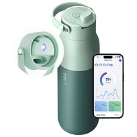 Bouteille d'eau de 1 L (34 oz) PureVis 2 autonettoyante en acier inoxydable isotherme avec capteur intelligent de LARQ