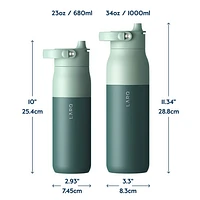 Bouteille d'eau de 1 L (34 oz) PureVis 2 autonettoyante en acier inoxydable isotherme avec capteur intelligent de LARQ