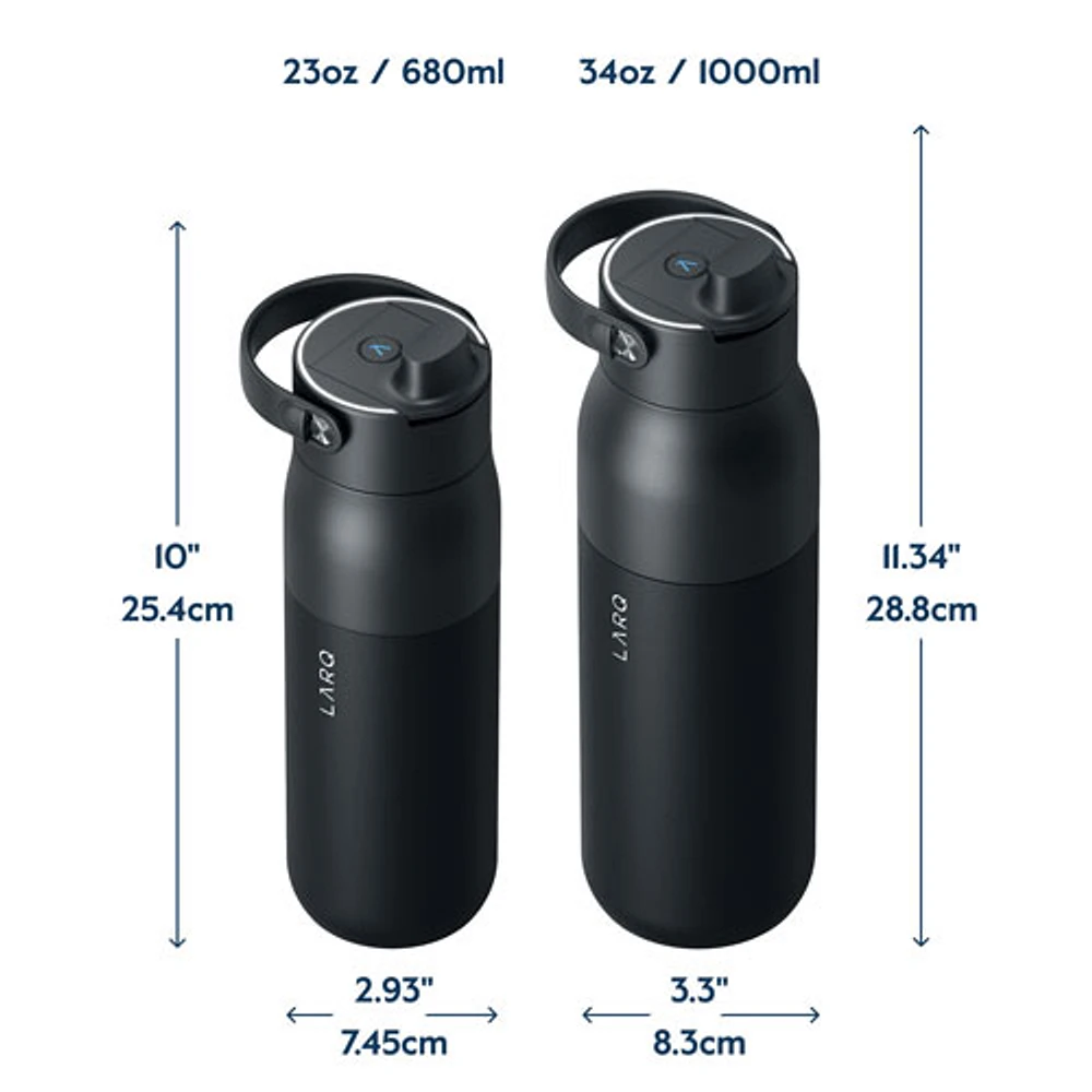 LARQ PureVis 2 1L (34oz.) Self-Cleaning Insulated Stainless Steel Water Bottle with Smart Sensor - Black