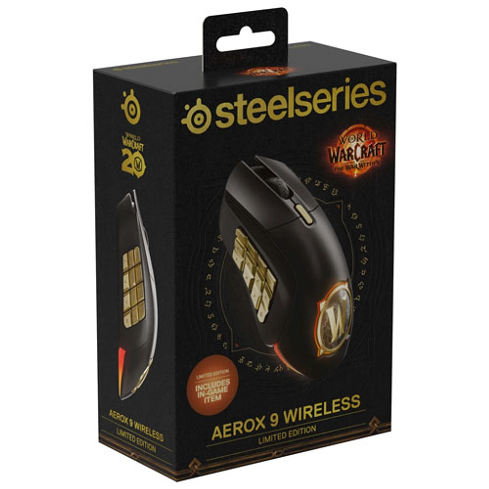 Souris de jeu Bluetooth de 18 000 ppp Aerox 9 avec suivi de l'inclinaison PixArt de SteelSeries - Noir