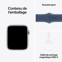 Apple Watch SE (GPS) 44mm Silver Aluminum Case with Denim Sport Band