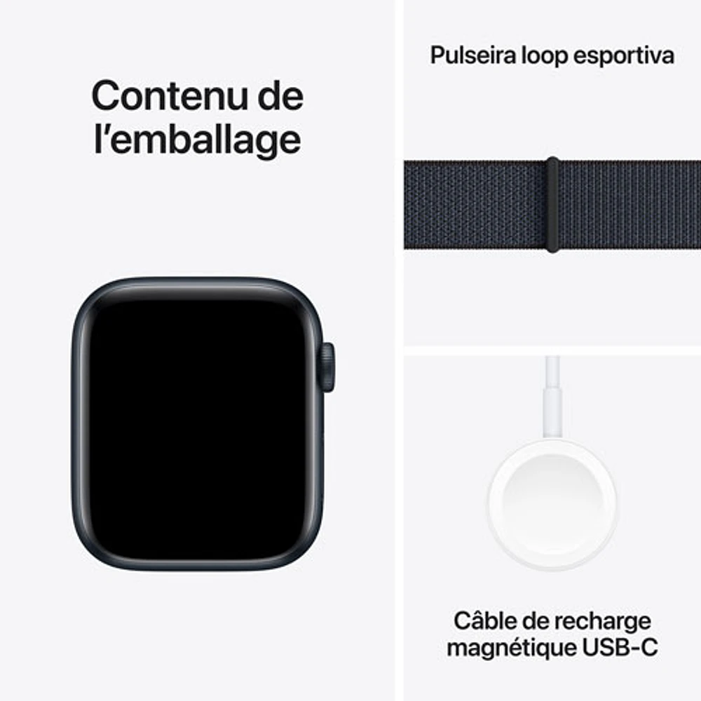 Apple Watch SE (GPS) 44mm Midnight Aluminum Case with Ink Sport Loop