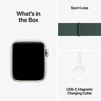 Apple Watch SE (GPS) de mm avec boîtier en aluminium comète et bracelet sport à rabat vert lacustre