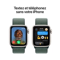 Apple Watch SE (GPS) de mm avec boîtier en aluminium comète et bracelet sport à rabat vert lacustre