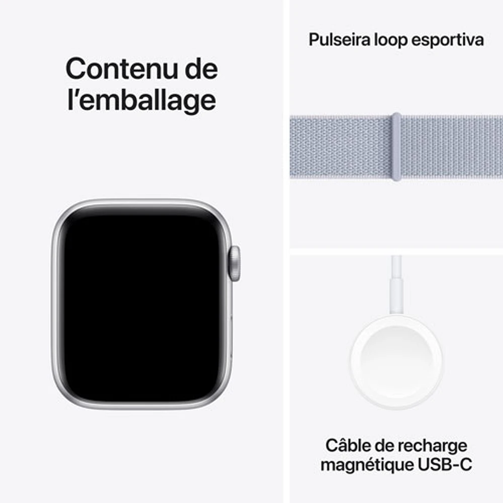 Apple Watch SE (GPS) 44mm Silver Aluminum Case with Blue Cloud Sport Loop