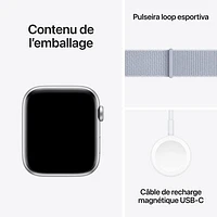 Apple Watch SE (GPS) 44mm Silver Aluminum Case with Blue Cloud Sport Loop